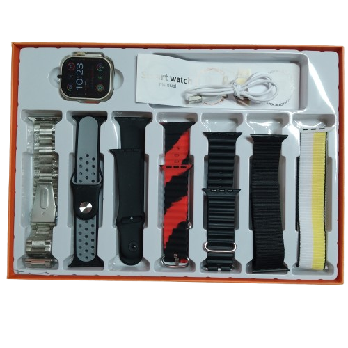 Smart Watch Ultra Set 7 En 1 Reloj Inteligente+ 7 Correas