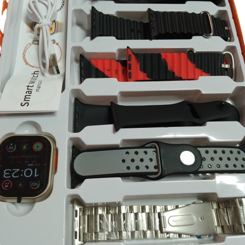 Smart Watch Ultra Set 7 En 1 Reloj Inteligente+ 7 Correas